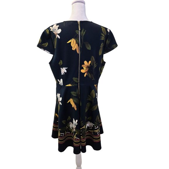 Ted Baker Gallah Floral Cap Sleeve Fit & Flare Skater Dress Size TB 5/US XL - Picture 2 of 8